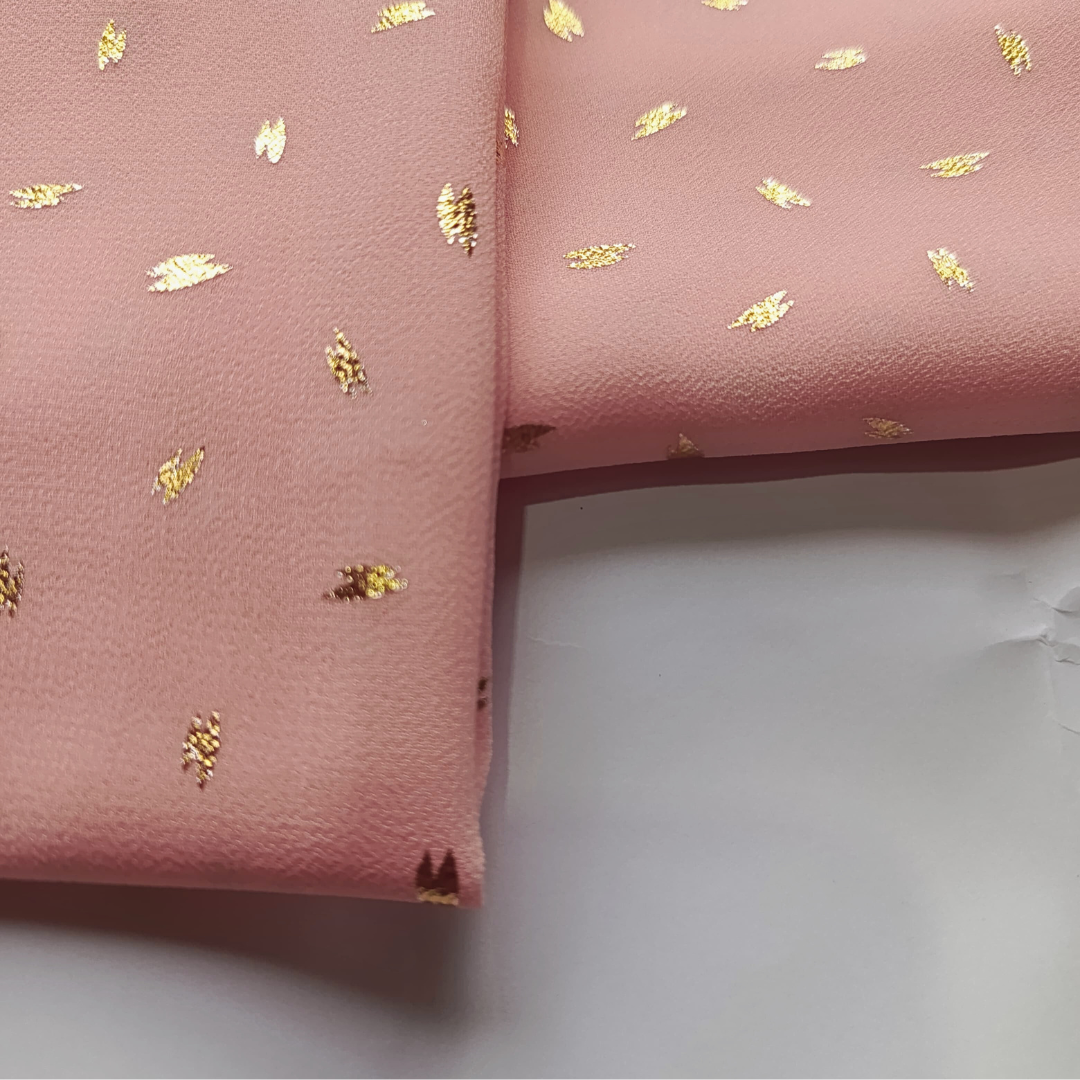 Peach Gold Foil Print Georgette Hijab – HijabOne - Image 2