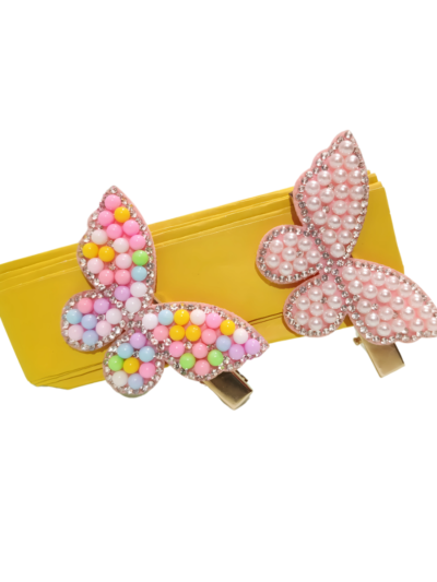 Set Of 2 Pink Butterfly Hair Clip Set | HIJABONE | H1AA004