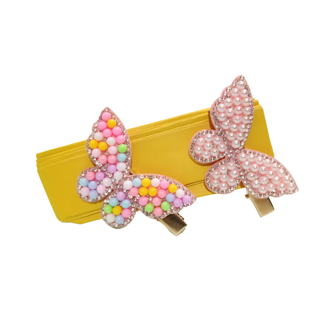 Set Of 2 Pink Butterfly Hair Clip Set | HIJABONE | H1AA004