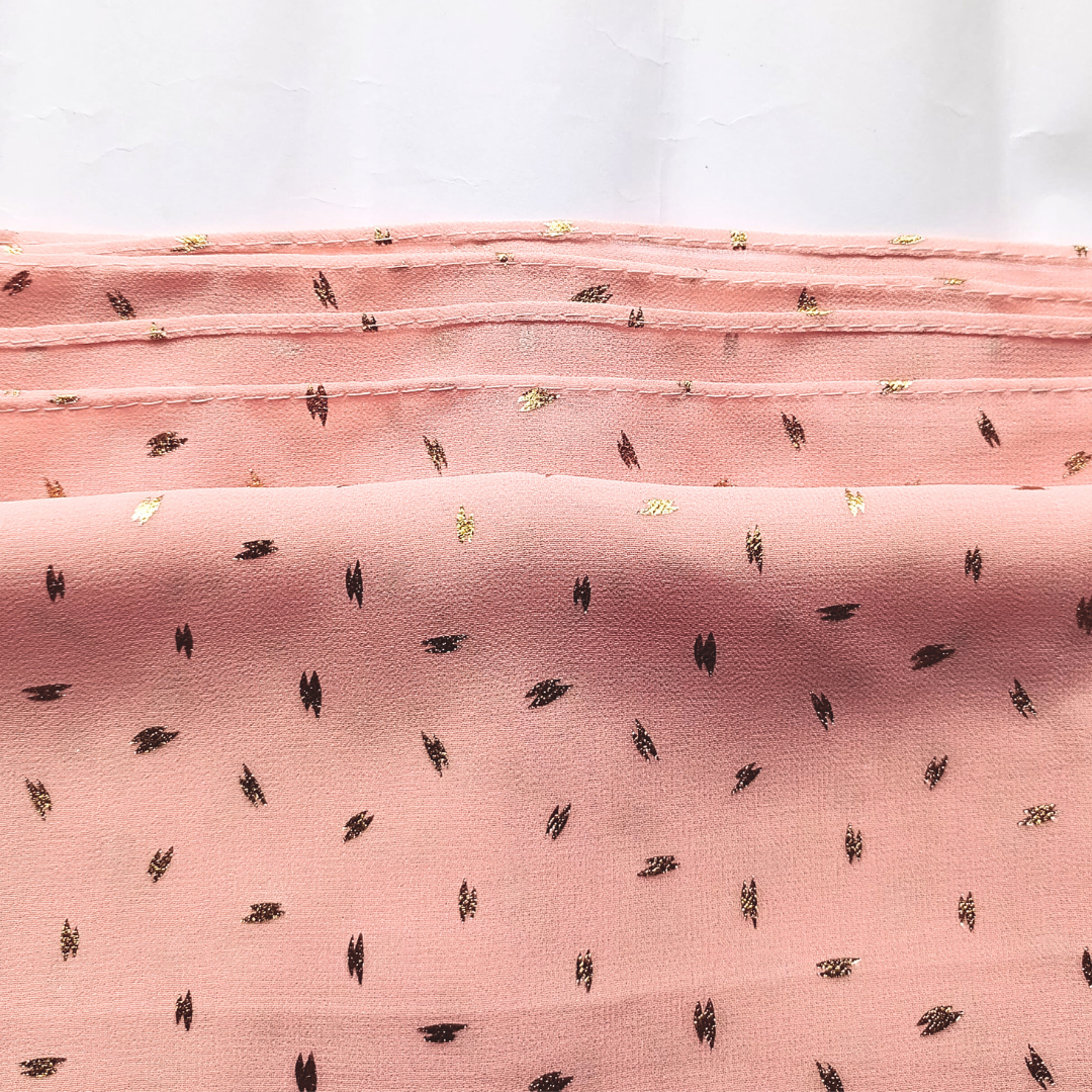Peach Gold Foil Print Georgette Hijab – HijabOne - Image 3