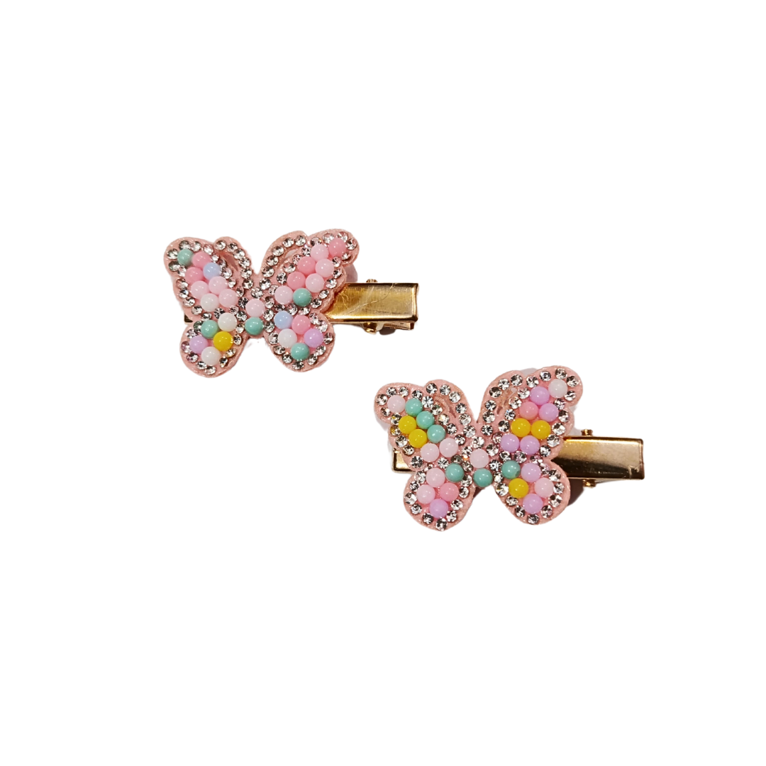 Set Of 2 Small Pink Butterfly Hair Clip Set | HIJABONE | H1AA022 - Image 2