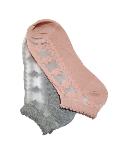 Pair Of 2 Lace Transparent Ankle Socks | HIJABONE | H1S003
