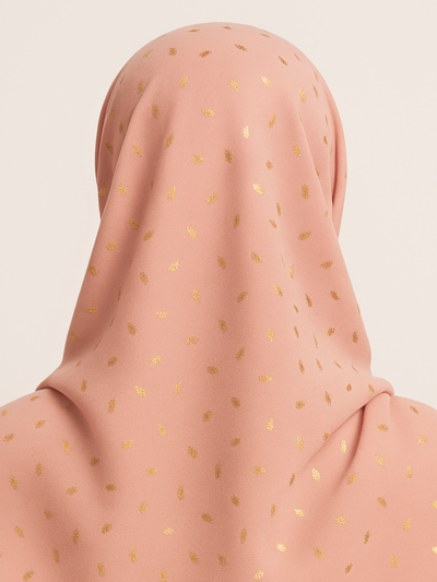 Peach Gold Foil Print Georgette Hijab – HijabOne