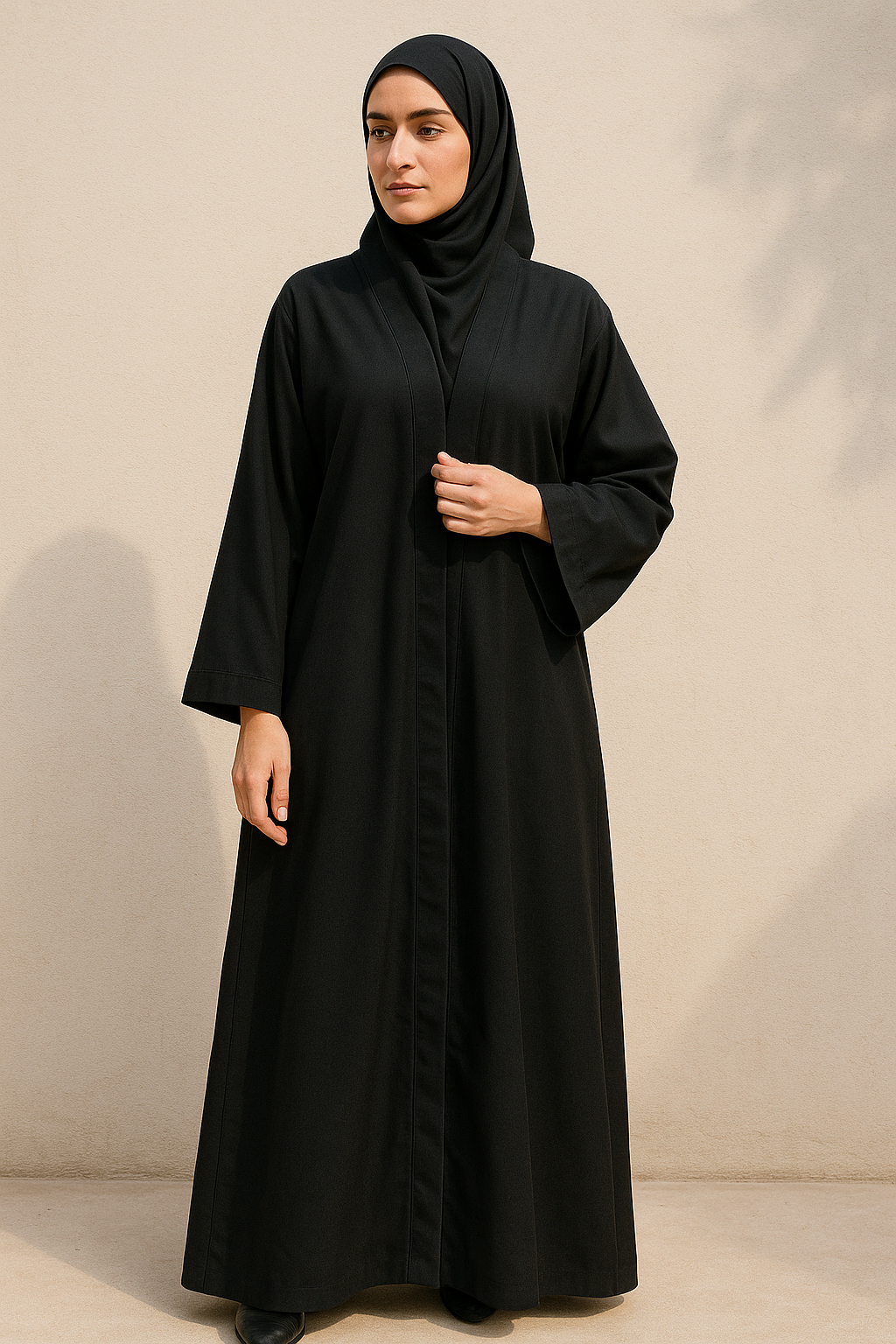 Full Length Tich Button V-Neck Back Abaya For Women - HijabOne - Image 3