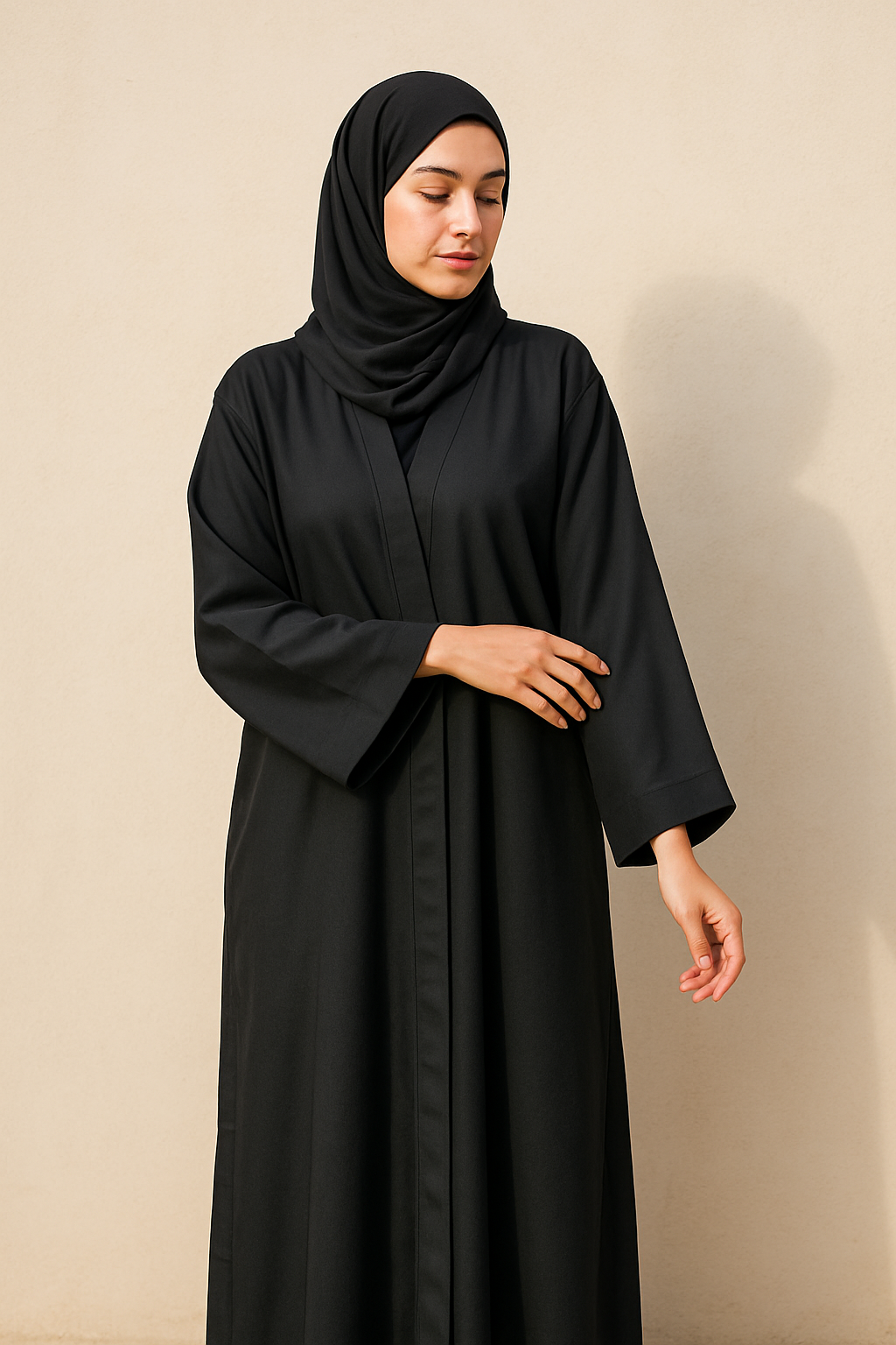 Full Length Tich Button V-Neck Back Abaya For Women - HijabOne - Image 2