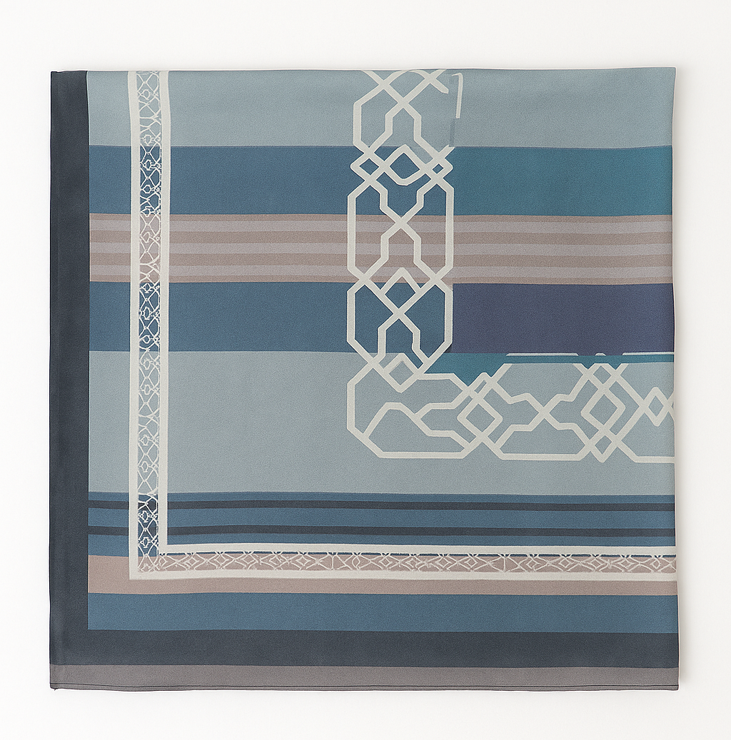 Printed Georgette Hijab – Elegant Pastel Stripes - HijabOne